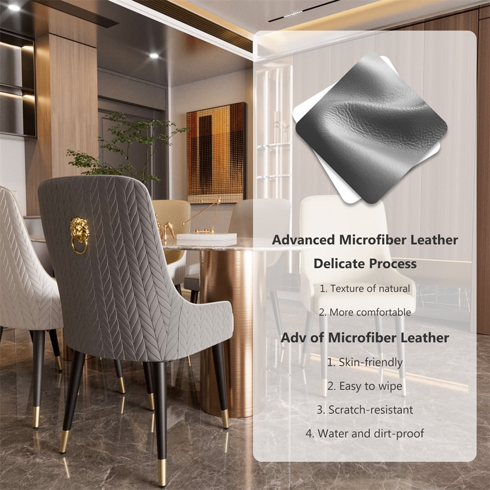 Wisfor Set of 2 Microfiber Leather Dining Chairs Soft Upholstered Kitchen Chairs Seat,Grey Colour