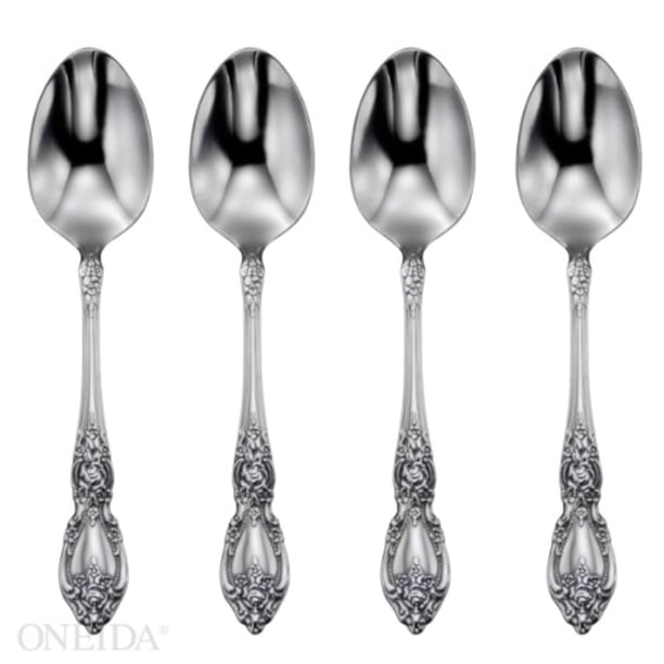 Oneida Wordsworth Everyday Cubiertos Cucharas para Cena Acero Inoxidable 18/0 Juego de 4 Plata