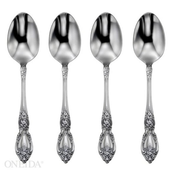 Oneida Wordsworth Everyday Cubiertos Cucharas para Cena Acero Inoxidable 18/0 Juego de 4 Plata