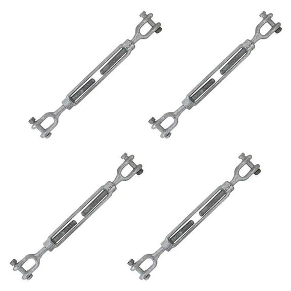 Galvanized Turnbuckle - Jaw & Jaw 1/2" x  6" - 4 Pack