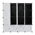 thumbnail image 5 of Ktaxon Portable Wardrobe Closets,16-Cube 14"x 18" DIY Clothes Storage Organizer Shelf with Door & 3 Hanging Rods, Black, 5 of 7