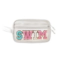thumbnail image 2 of Preppy Patch "SWIM" White Letter White Cosmetic Toiletry Bag, PU Leather Portable Makeup Bag, Daily Use Storage, Pouch Toiletry Purse Waterproof Organizer, for Travel Varsity Women Girls, 2 of 5