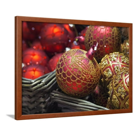 Baubles for Sale in the Viennese Christmas Market, Vienna, Austria. Framed Print Wall Art By Jon
