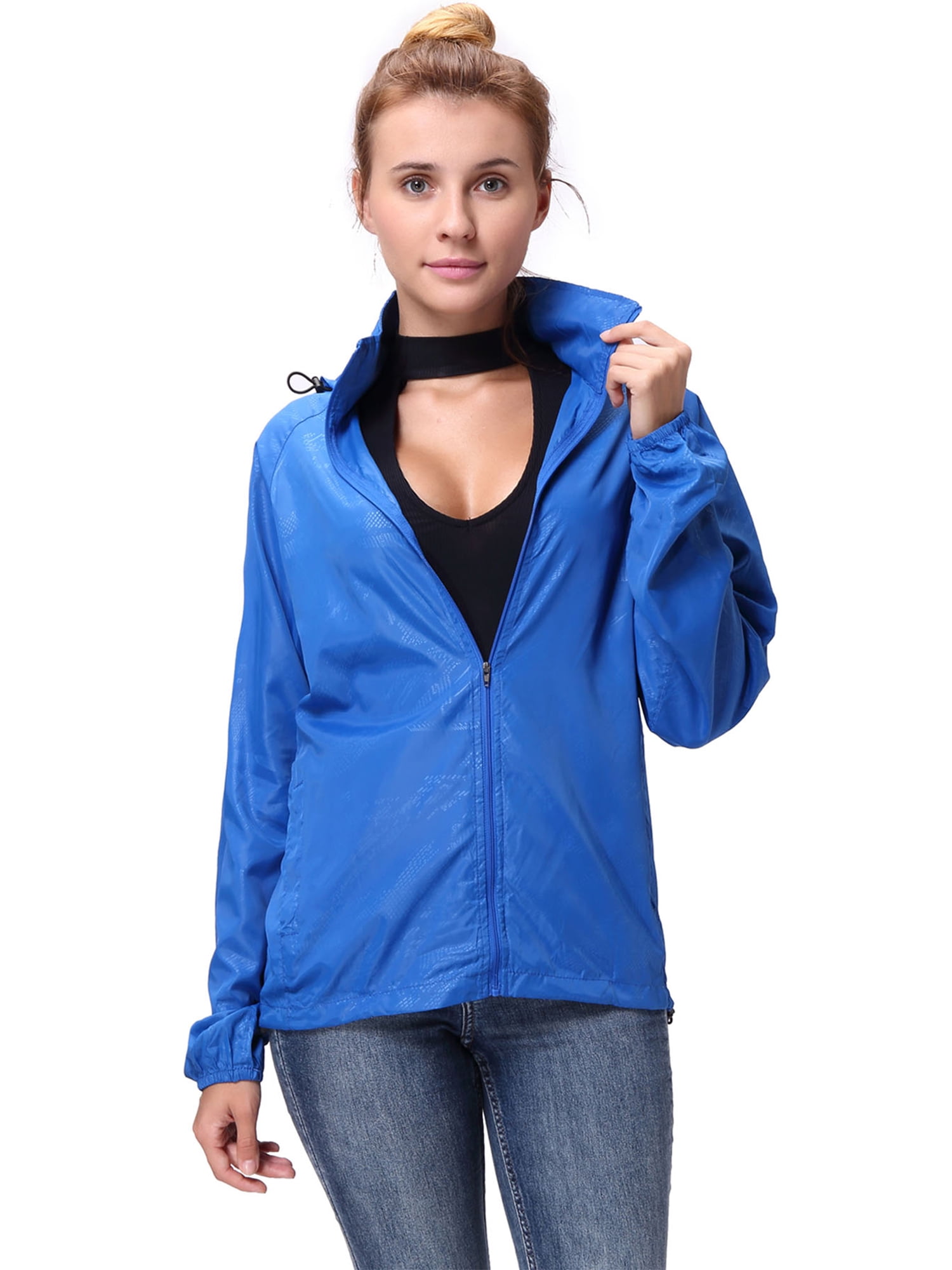 Ozette Women Ultralight Windbreaker Jacket Packable Lightweight Water-Repellent Zip Up Hoodie for Outdoor 