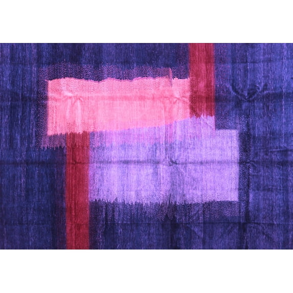 Ahgly Company Indoor Rectangle Abstract Purple Contemporary Area Rugs, 7' x 9'