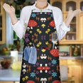 thumbnail image 6 of Red Mushroom Flower Black Pattern Apron-Garden Aprons for Women with Pockets-Cotton Linen Waterproof Kitchen Cooking Gardening Aprons Adjustable for Kitchen,Cooking,BBQ and Salon 33x27 Inch, 6 of 7