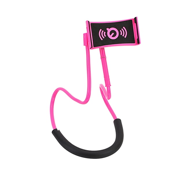 Soporte universal para teléfono móvil, para colgar en el cuello, giratorio, para mesa, inteligente, con múltiples funciones (rosa y rojo)