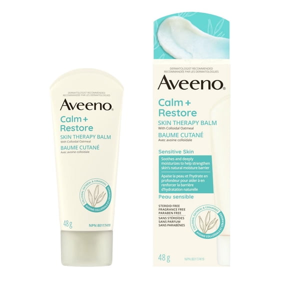 Aveeno Calm + Restore Skin Therapy Balm, Eczema & Dry Skin, Face Moisturizer, Colloidal Oatmeal, Paraben Free