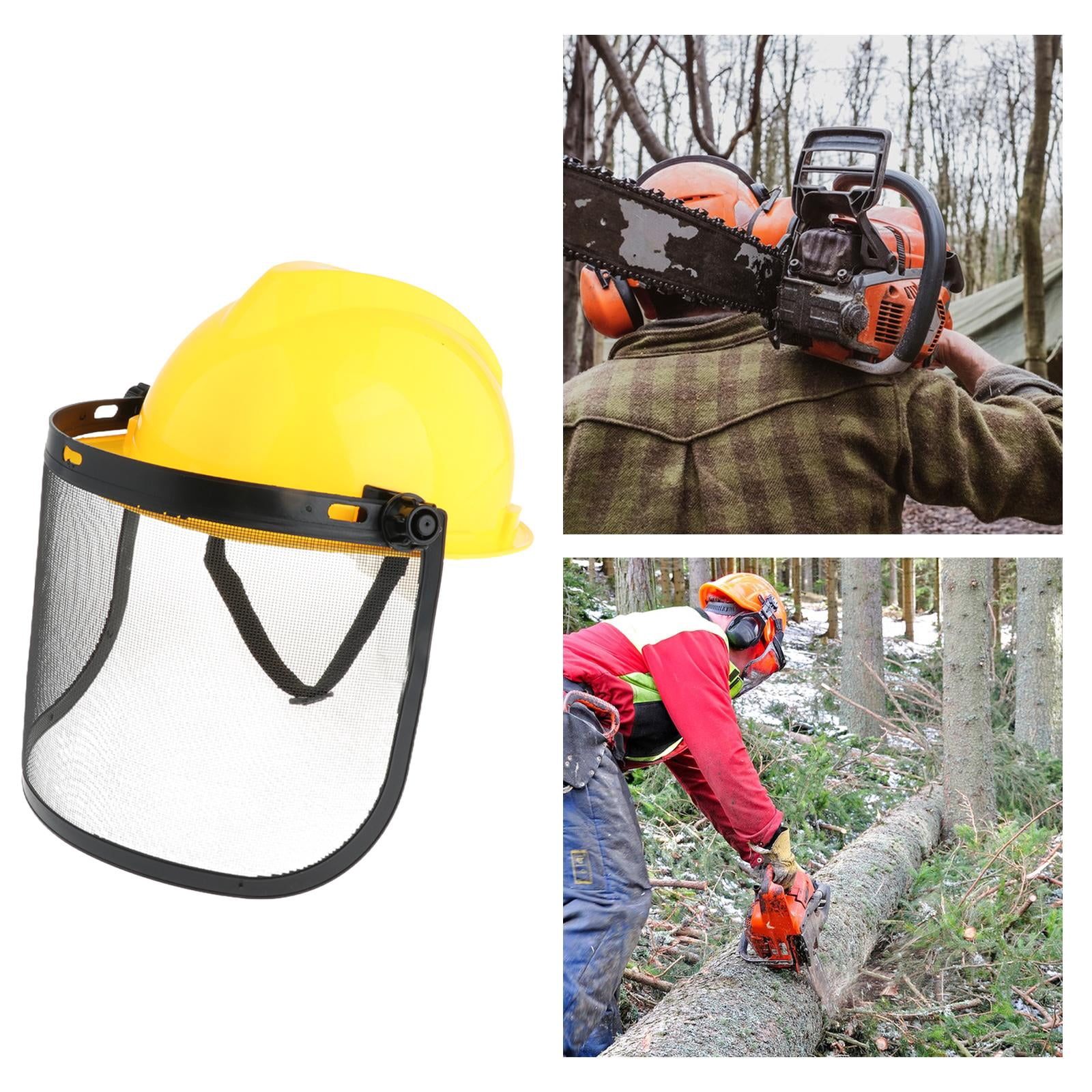 figatia Trimmer Hard Hat Face Shield Mesh Protective Visor Yellow for Landscaping Generic Lightweight Full Face Protection Face Guard