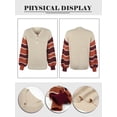 thumbnail image 7 of Xuanfei Women Contrast Color V Neck Button Down Spliced Long Sleeve Knit Sweater, 7 of 7