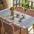 thumbnail image 3 of Easter Bunny Table Cloths for 3 Foot Rectangle Tables, Eggs Cute Rabbit Floral Colorful Country Wooden Patio Waterproof Elastic Fitted Tablecloths, Washable Rectangular Table Cover for Camping, 3 of 8
