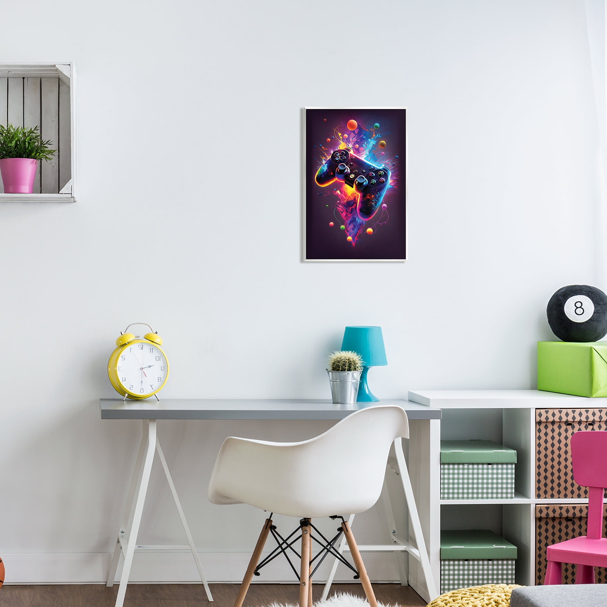 Stupell Industries Bold Prismatic Gaming Controller Art for Kids Painting Unframed Art Print Wall Art