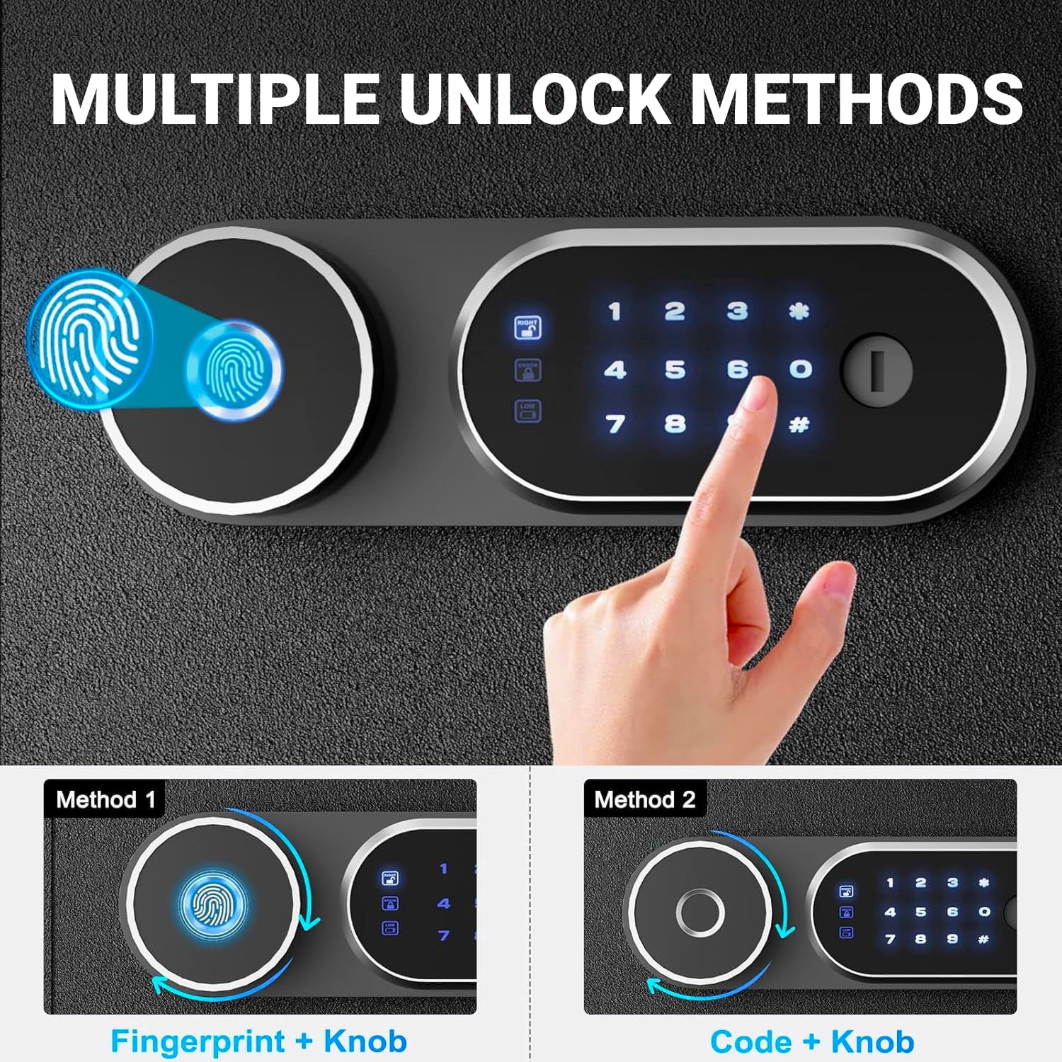 Safe Box,Blacksmith 1.0 Cuft Biometric Safe Lock Box with Removable Shelf and Fingerprint,Code,Keys Quick Unlock,Security Money Safe Lock Cabinet,Black