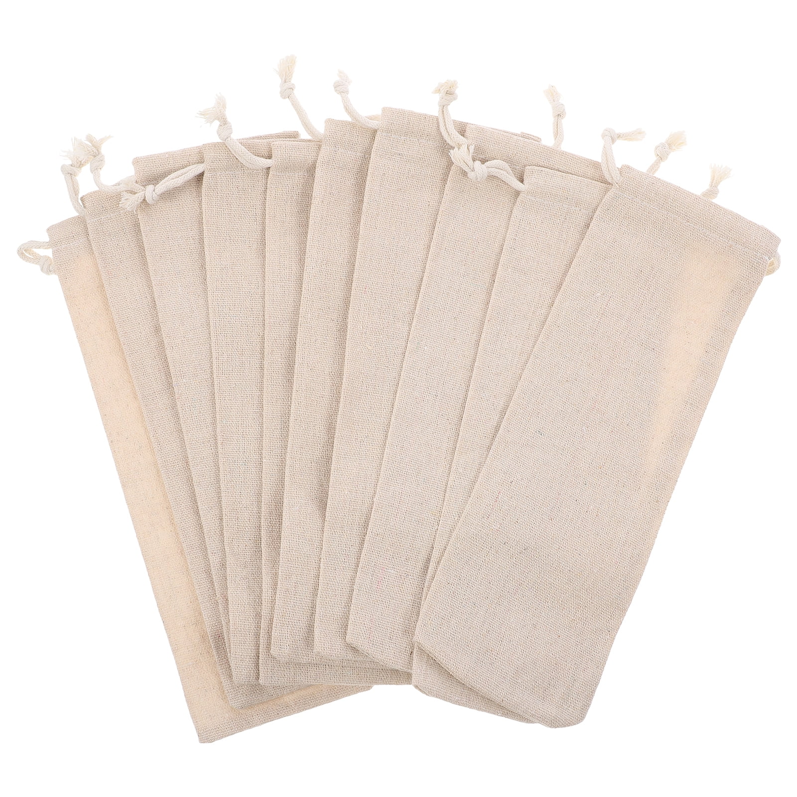 NUOLUX 10 Pcs Cotton and Linen Pouch Bag Straw Carrying Case for