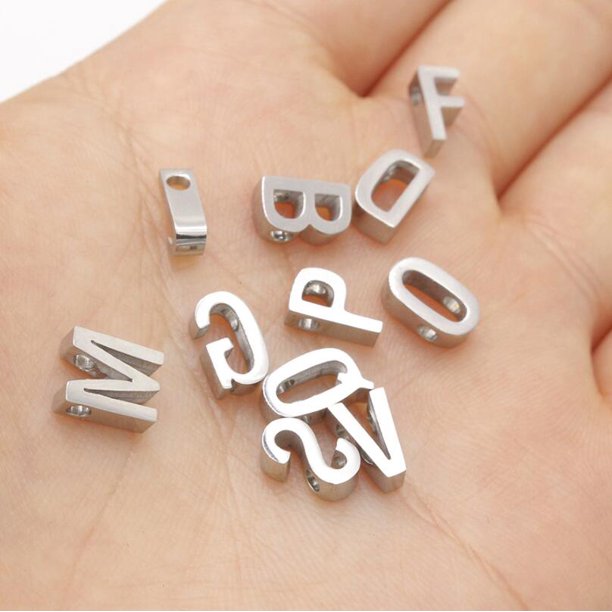 SMJEL-dijes de acero inoxidable con letras de A-Z, dijes iniciales del alfabeto, colgantes para pulsera, collar, fabricación de manualidades, accesorios DIY