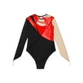 thumbnail image 6 of Zaldita Kids Girls Metallic Long Sleeve Athletic Ballet Dance Leotard Bodysuit Mesh Splice Sparkle Red 8, 6 of 7