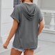 thumbnail image 4 of Fiudx Tops para Mujer Blusas con Capucha de Manga Corta Holgadas con Botones y Hombros a Manga con Cuello En V Liso para Mujer a La Moda, 4 of 7