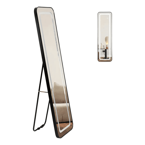 Espejo de Cuerpo Completo con Luz LED 115x35 cm - Multiposición: De Pie, Pared o Proyectable con 3 Tonos de Luz