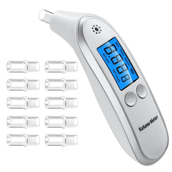Ketosis Breath Tester, Portable Ketone Breath Analyzer, Digital Ketone Breath Meter - Advanced for Testing Ketosis with 10 Mouthpieces -White