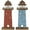 Red Distressed Abstract Light House Asymmetrical S/2 5"W, 10"H, variant on 5"W, 10"H Red Wood Distressed Light House Sculpture with Blue and Brown Accents, by DecMode (2 Count)