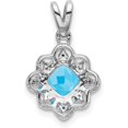 thumbnail image 3 of Avariah 14k White Gold Blue Topaz and Diamond Scalloped Pendant - 20mm, 3 of 5
