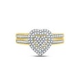 thumbnail image 2 of 10kt Yellow Gold Diamond Heart Bridal Wedding Ring Band Set 1/3 Cttw, 2 of 4