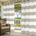 thumbnail image 2 of Outdoor Curtains for Patio Waterproof Classical Stripe Indoor/Outdoor Curtain Tiebacks Beige Privacy Curtain Sun Blocking Grommet Drapes for Pergolas Gazebo Porch Balcony 2 Panel 54x108 Inch, 2 of 9