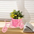 thumbnail image 4 of Artificial Flower Basket Bike Shaped Flower Stand Desktop Storage Basket Pink, 4 of 8