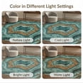 thumbnail image 7 of ODIKA 8'x10' Ultra-Soft Area Rug, Turquoise Teal Orange Inspired Concentric Flowing Motifs Beige None Washable, Bare feet friendly, Silk-Touch for Bedroom, Under Sectional, 7 of 7