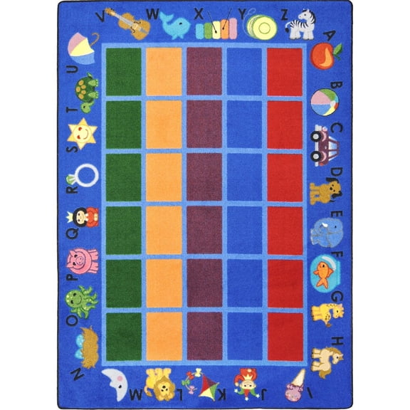 Joy Carpets Kid Essentials Alphabet Phonics 7'8" x 10'9" Area Rug in Color Blue