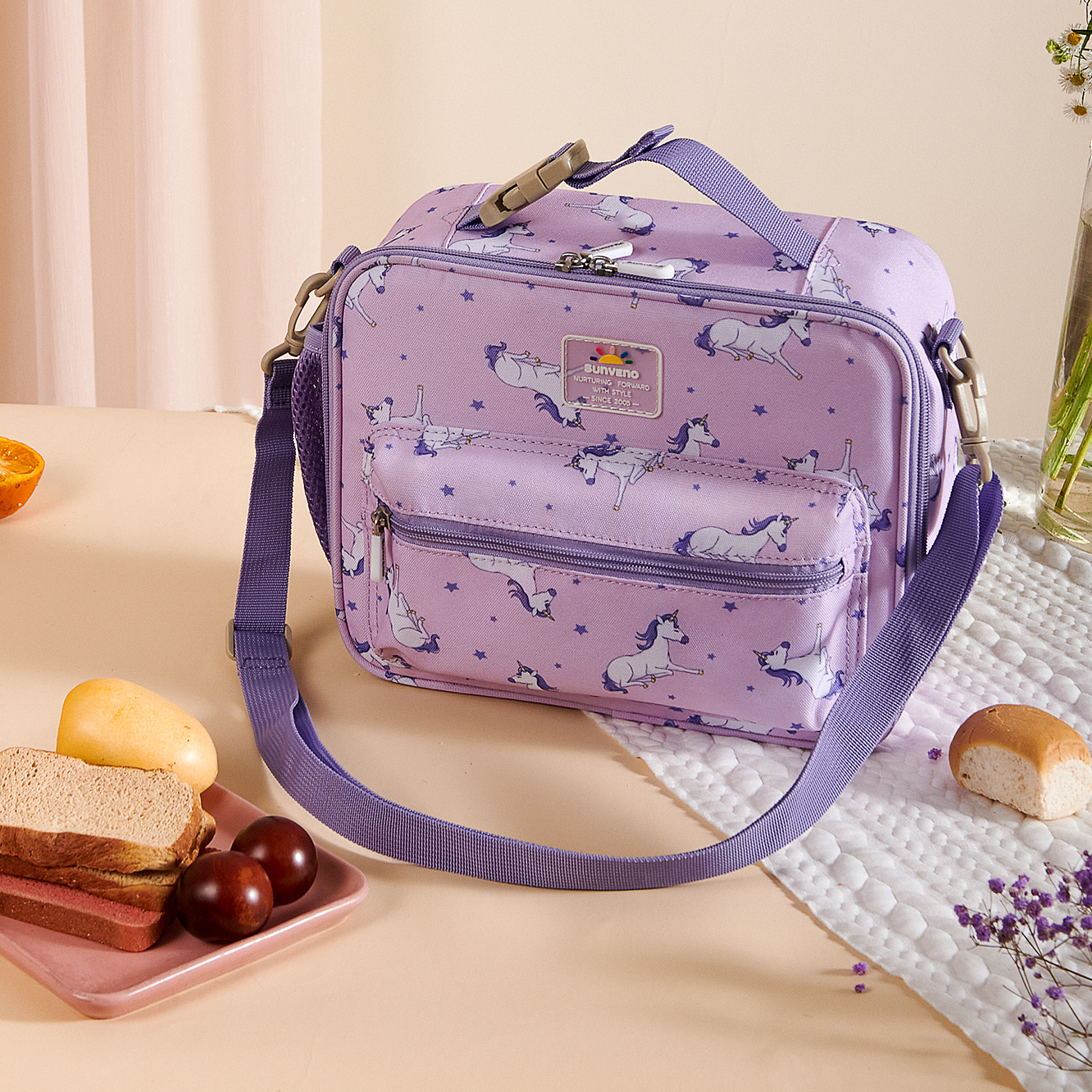 Sunveno Lunch Bag, Insulated Reusable Unicorn Lunch Box, Waterproof, Polyester, 1 Count