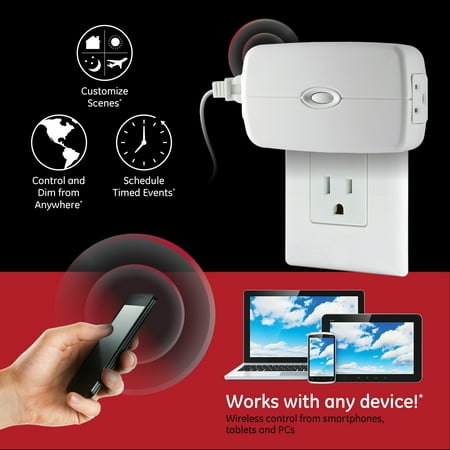 GE - Plug-In Smart Dimmer Light Switch - White