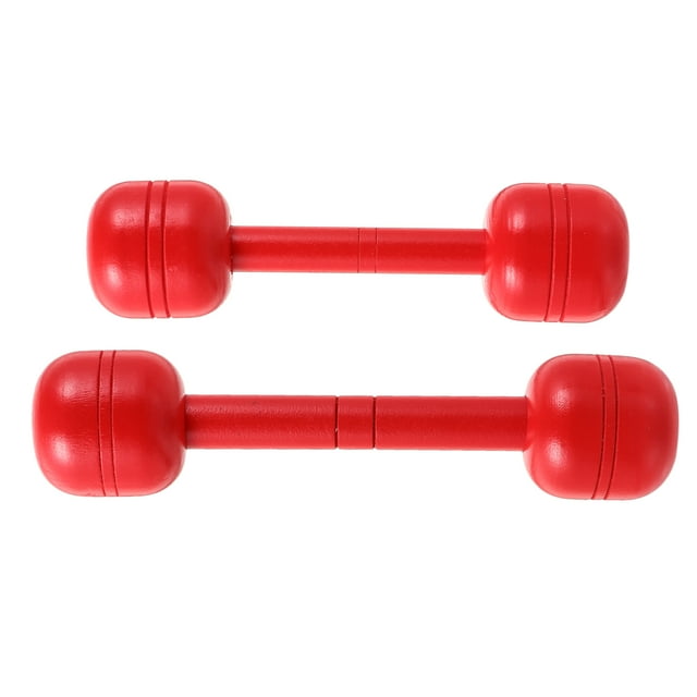 FUTUREORYY 2 Pcs Haltères à Main Haltères Barre en Bois Rouge pour Enfants Équipement de Mise en Forme Intérieur