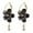 Black, variant on UDIYO 1 Pair Women Petal Flower Shape Rhinestone Inlaid Alloy Dangle Earrings for Wedding Party