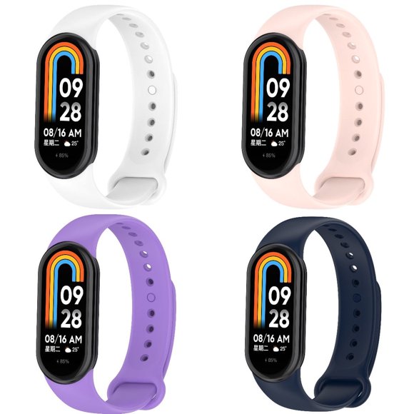 KOMI 4 Pcs Xiaomi Mi 8 Strap Replacement Bands for Mi Band 8 Smart Watch Bands, Skin-Friendly Soft & Flexible Silicone Straps for Male and Female, Black