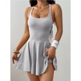 thumbnail image 3 of Tennis Dress with Built in Shorts and Bra Golf Dresses for Women with Shorts Tennis Dress Cut Out Grey XL, 3 of 4