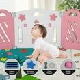 thumbnail image 4 of Kids Bedroom Furniture 16+2 Panel Baby Playpen, Foldable Playard for Baby and Kids, Adjustable Shape Play Fence with Safety Lock Gate (Pink+White,16+2 Panel),Baby Cribs, 4 of 8