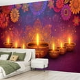 thumbnail image 2 of Peel and Stick Wallpaper Shiny colorful floral illuminated 3D Oil Lamps Diya Modern Art Wall Mural Decor Self Adhesive and Removable 69in x 98in, 2 of 8