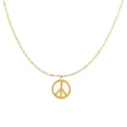 thumbnail image 1 of 14k Yellow Gold Polished Peace Symbol Charm Link Chain Necklace, 17", 1 of 1