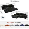 thumbnail image 3 of Sleeper Sofa Bed King, Corduroy Modular L Shaped Sofa, Oversized Reversible Chaise Lounge, Modern Sectional Couch with Ottoman, Cup Holder, Side Pocket, 8 Pillows, for Living Room, Black, 3 of 9