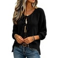thumbnail image 7 of KICILVS Bow Tie Front Cardigan Women Long Sleeve Soft Knit Cropped Fit Sweater Elastic Cuffs Winter Bolero Top, 7 of 7