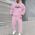 thumbnail image 2 of ibiyuan Mens Track Suit Top Long Sleeve Matching Outfits Casual Hoodie Pullover Tops Sweatshirt Pants Walking Sets,Pink, 2 of 4