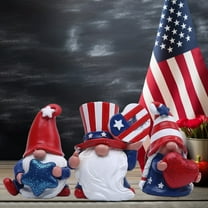 YOHAVEN 3Pcs Gnomes Independence Day 4th Of July Veterans Day Resin Figurine Decorations for Kitchen Tiered Tray Shelf Mantle Patriotic Home Display