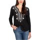 thumbnail image 2 of Blusa de punto con pechera adornada Lucky Brand para mujer negra pequeña, 2 of 2
