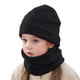 thumbnail image 4 of UngA 2Pcs Kids Winter Hat and Scarf Set Toddler Soft Slouchy Hat Fleece Lined Scarf for Boys Girls (Black,4-10 Years), 4 of 7
