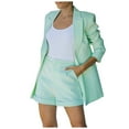 thumbnail image 6 of CILENON Womens Two Piece Outfits Suit Cardigan Jacket Suit Lapel Sexy Shorts Casual Fashion Women's Temperament Women Suits & Sets Tracksuit for Women Womens Travel Outfit for Airplane (Mint Green,L), 6 of 6