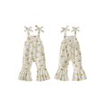 thumbnail image 2 of BemeyourBBs Toddler Baby Girls Summer Clothes Bee Western Boots Cherry Romper Overalls Jumpsuit Bell Bottoms Casual Tie Shoulder Flared Pants Overalls Cute Infant Spring Summer Clothes, 2 of 9