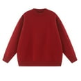 thumbnail image 4 of Womens Oversized Sweaters Ribbed Knit Details Soft Knit Pullover Long Sleeve Tops Casual Fall Crewneck Sweatshirts (3XL, Red), 4 of 6
