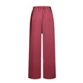 thumbnail image 5 of ibuvkizy Wide Leg Pants for Women Fall Winter,Women's Casual Drawstring Wide Leg Pants Solid Waist Bandage Loose Long Pants with Pocket Wine,S, 5 of 5