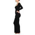 thumbnail image 2 of Women Long Sleeve Maxi Dress Solid Color Elegant Square Neck Bodycon Long Dress Party Clubwear, 2 of 6